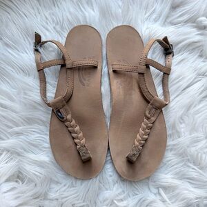 Rainbow Slingback Braided Tstrap Buckle Leather Sandals Shoes Womens M 6.5 - 7.5